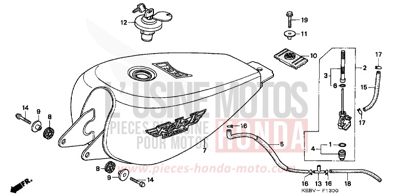 KRAFTSTOFFTANK von CB1300 Super Bold'or ABS MYSTERY RED METALLIC (R231) von 1999